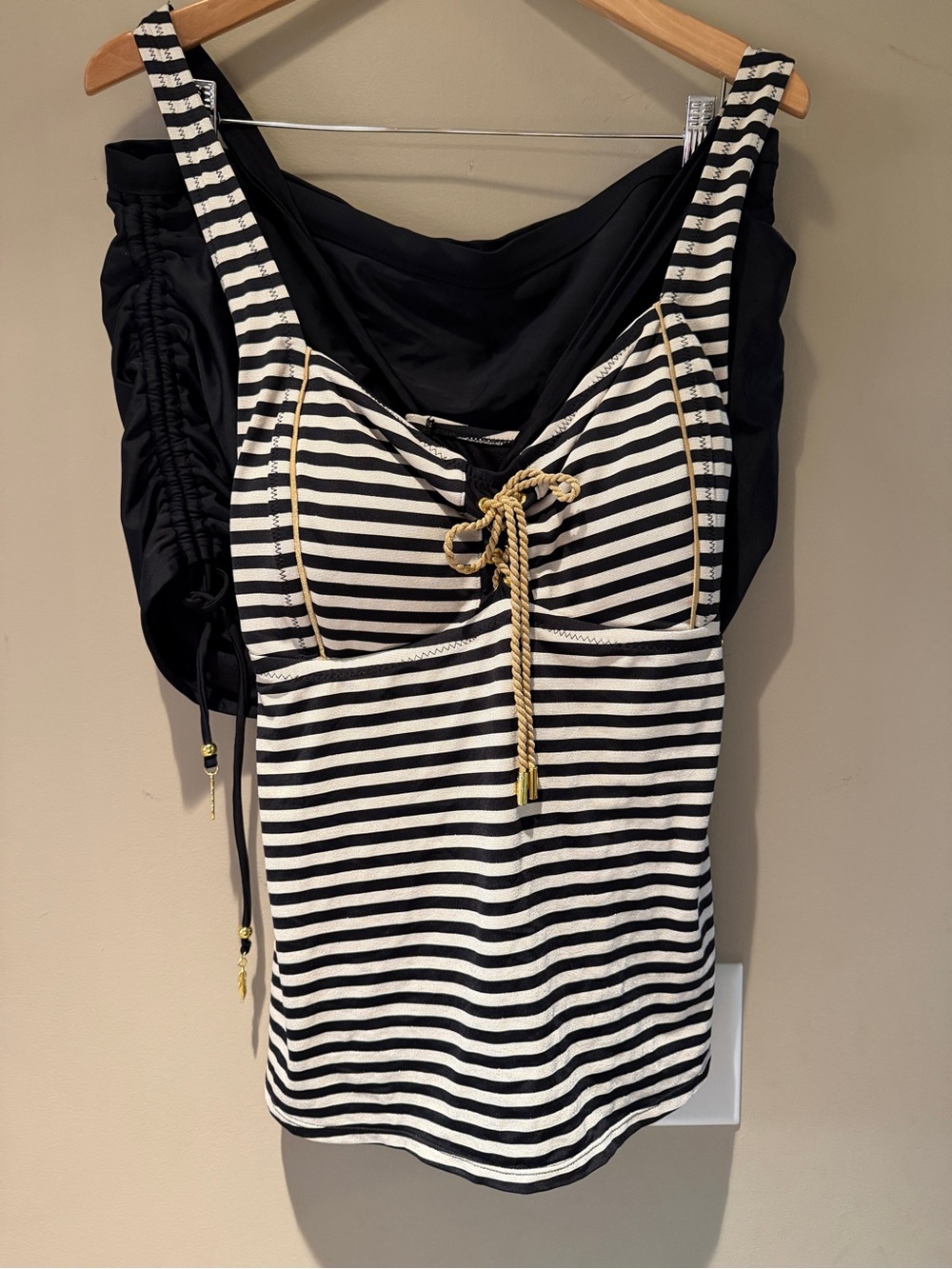Jessica Simpson 2pc Tankini Black White & Gold shimmer 1X